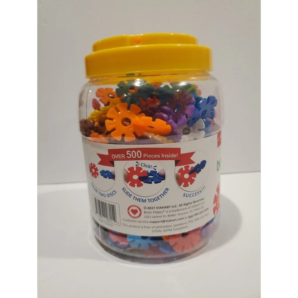 VIAHART Official Brain Flakes 500 Piece Interlocking Plastic Disc STEM Set